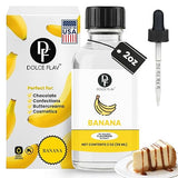 Dolce Flav Banana Extract - 2 Ounce Oil-Soluble Kosher, Sugar-Free, Concentrated Ripe Banana Flavoring for Baking, Smoothies & Ice Cream, Includes