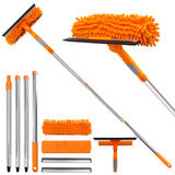 67" Squeegee Window Cleaner 2 in 1 Rotatable Window Cleaning Tool Kit with Extension Pole, Window Washing Equipment with Bendable Head for Indoor