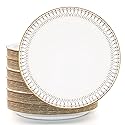 yesbox 150-Pack Elegant Gold Rim 10-Inch Paper Plates - Premium Disposable Dinnerware for Weddings, Parties, and Special Occasions
