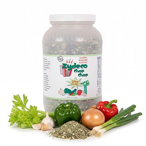 Zydeco Chop Chop Cajun Trinity Seasoning Bulk 3 lb Jar - Dehydrated Onion, Bell Pepper, Garlic & Celery - Salt Free, Gluten Free Vegetable Seasoning