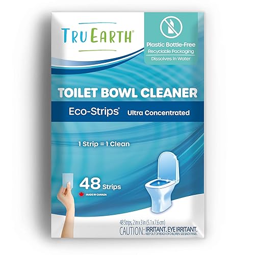 Tru Earth Toilet Bowl Cleaner Eco-Strips | Plastic Jug-Free, Septic-Safe For Cleaning | Easy to Use | 48 Strips