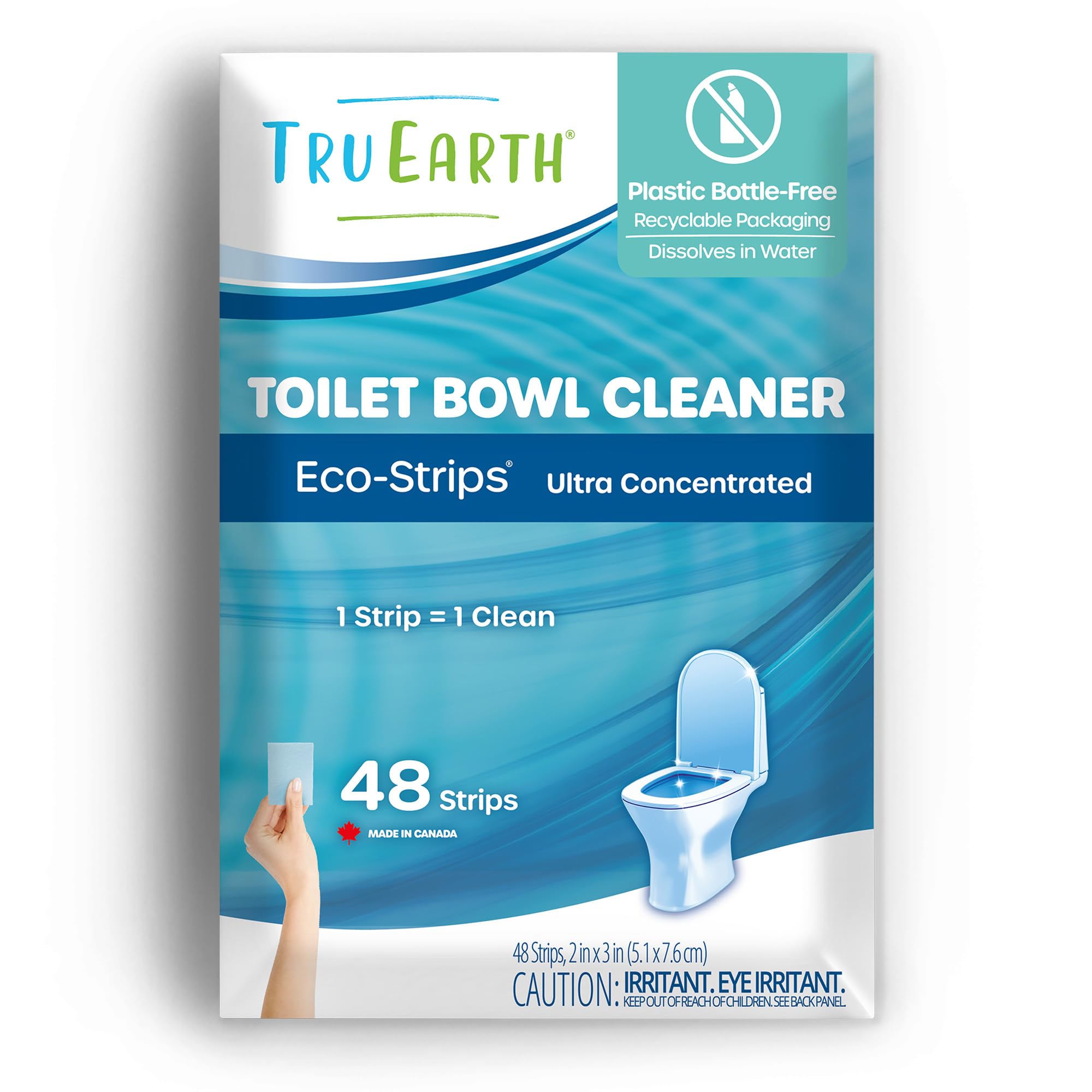 Tru Earth Toilet Bowl Cleaner Eco-Strips | Plastic Jug-Free, Septic-Safe For Cleaning | Easy to Use | 48 Strips