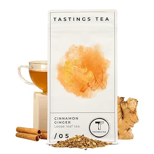 Tastings Tea Cinnamon Ginger Loose Leaf, 8 oz | Winter Warming Herbal Spice Blend for a Seasonal Brew | Natural Antioxidants for Wellness | Small