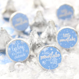 Blue Little Snowflake Winter Baby Shower Chocolate Kisses Candy Stickers, Baby It's Cold Outside Party Favors - 180 Count