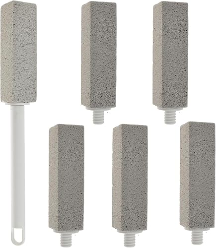 6pcs Pumice Stone Toilet Bowl Cleaner with Extra Long Handle, Replaceable Pumice Scouring Stick, Toilet Cleaning Stone, Cleaning Stone for Toilet