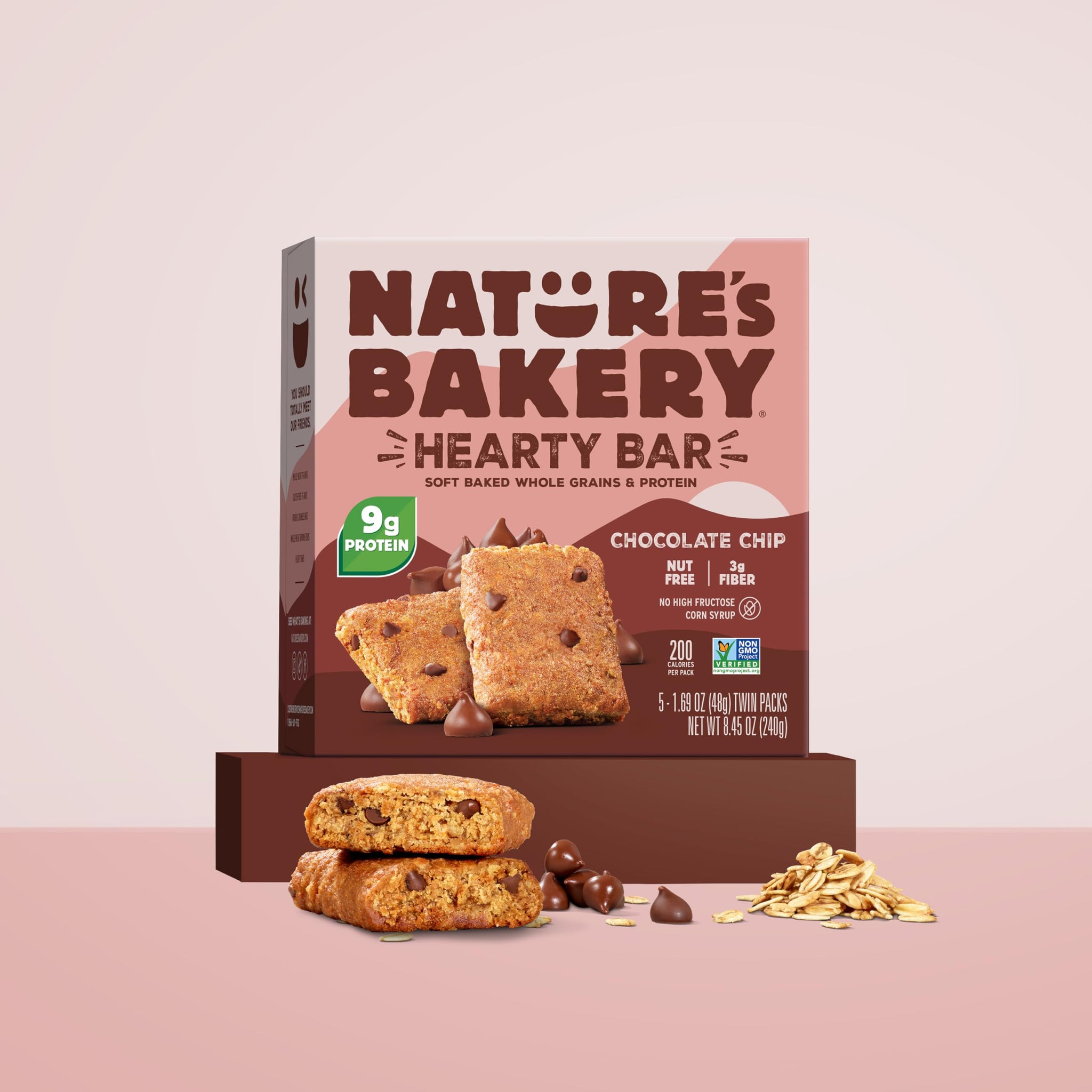 Nature’s Bakery Hearty Bars Chocolate Chip, Plant Based Protein Snack Bar, 30 Count