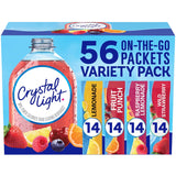 VARIETY PACK Crystal Light Sugar-Free, Lemonade, Fruit Punch, Raspberry Lemonade and Wild Strawberry On-The-Go Powdered Drink Mix Variety Pack, 56