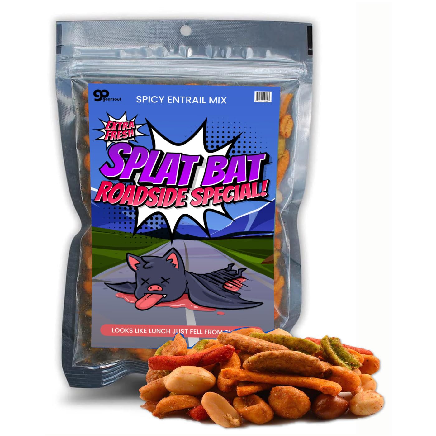 Splat Bat Roadkill Trail Mix Gag Gift for Boys and Girls Funny Halloween Basket Idea Weird Hillbilly Redneck Gifts
