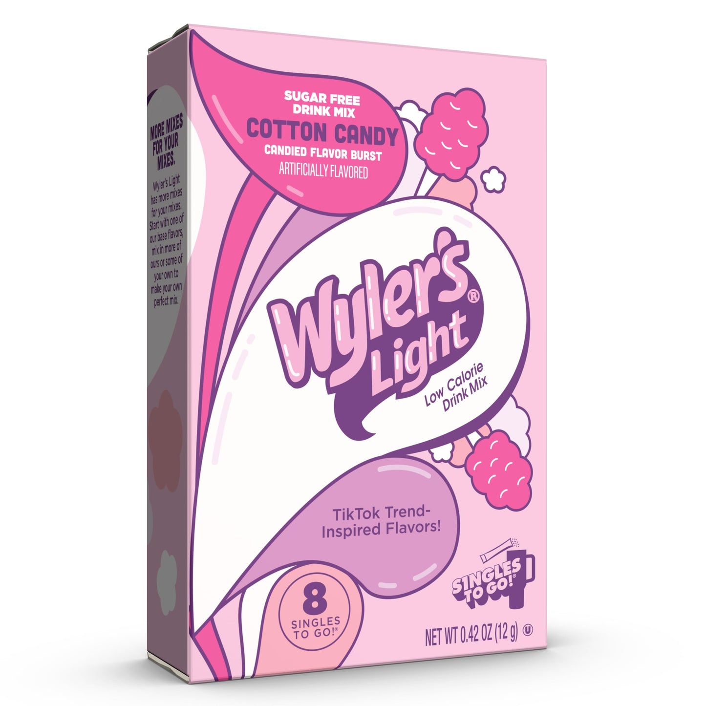 Wyler's Light Singles To Go Powder Packets, Water Drink Mix, Watertok Cotton Candy, 8 Count