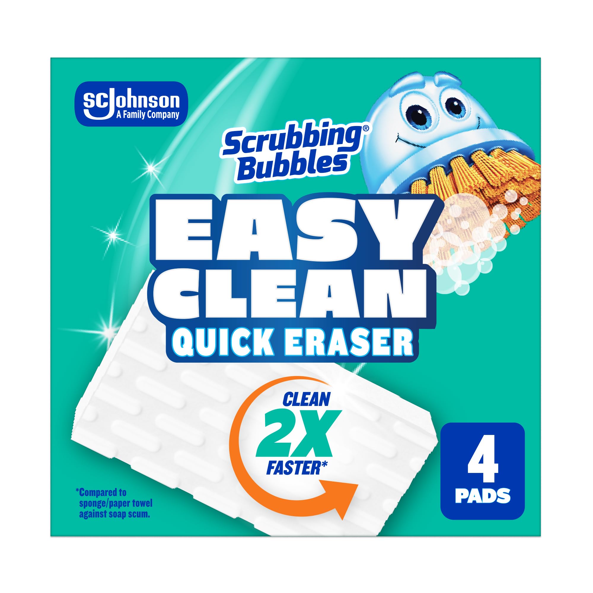 Scrubbing Bubbles Easy Clean Quick Eraser, Multipurpose Durable Bathroom Cleaner Sponge for Shower and Tub Tiles, Sinks, Faucets, Counters, Toilets