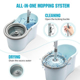 Spin Mop and Bucket with Wringer Set, 360° Spinning Mop Bucket System with 3 Microfiber Mop Replacement Heads and 50" Stainless Steel Adjustable