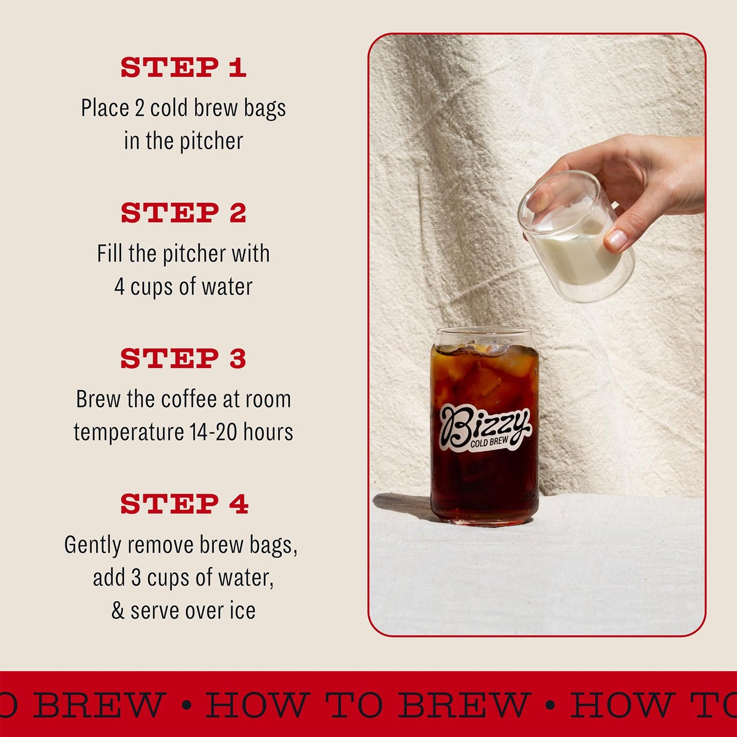 Bizzy Organic Cold Brew Coffee | Smooth & Sweet Blend | Coarse Ground Coffee | Medium Roast | Micro Sifted | Specialty Grade | 100% Arabica | Brew
