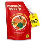 Masala Gossip Chana Masala Simmer Sauce 10 oz - Authentic Indian Curry Sauce, Tangy Anardana Spice Blend, Gluten-Free, Seed Oil Free, No Artificial