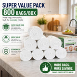 4 Gallon Trash Bags Small Bathroom Garbage Bags Bulk Clear Plastic Wastebasket Trash Can Liners for Home and Office Bins (800 BAGS)