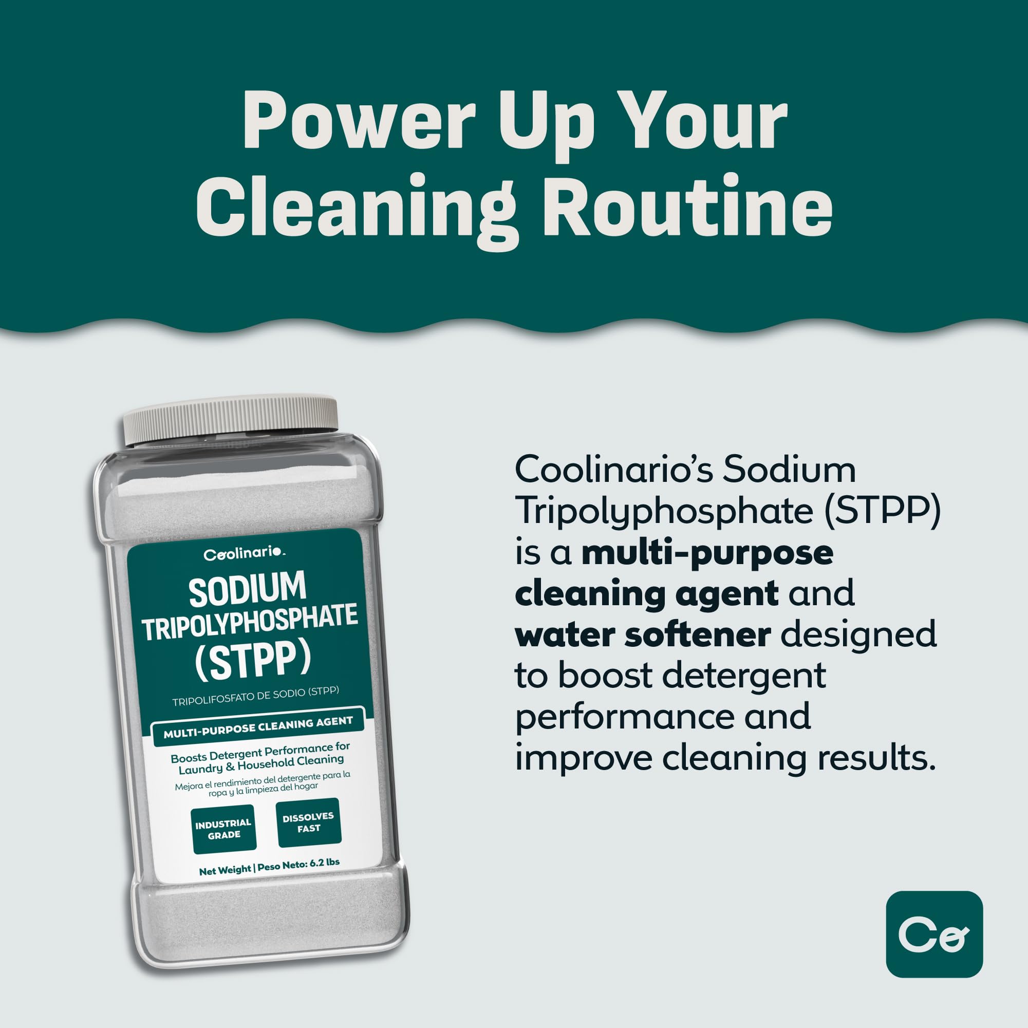 Coolinario Sodium Tripolyphosphate (STPP) Powder (1 GAL) Multi-Purpose Cleaning Agent & Water Softener | Enhances Detergent Performance | Ideal
