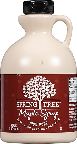 Spring Tree 100% Pure Maple Syrup, Grade A Amber Color, 32 Ounce