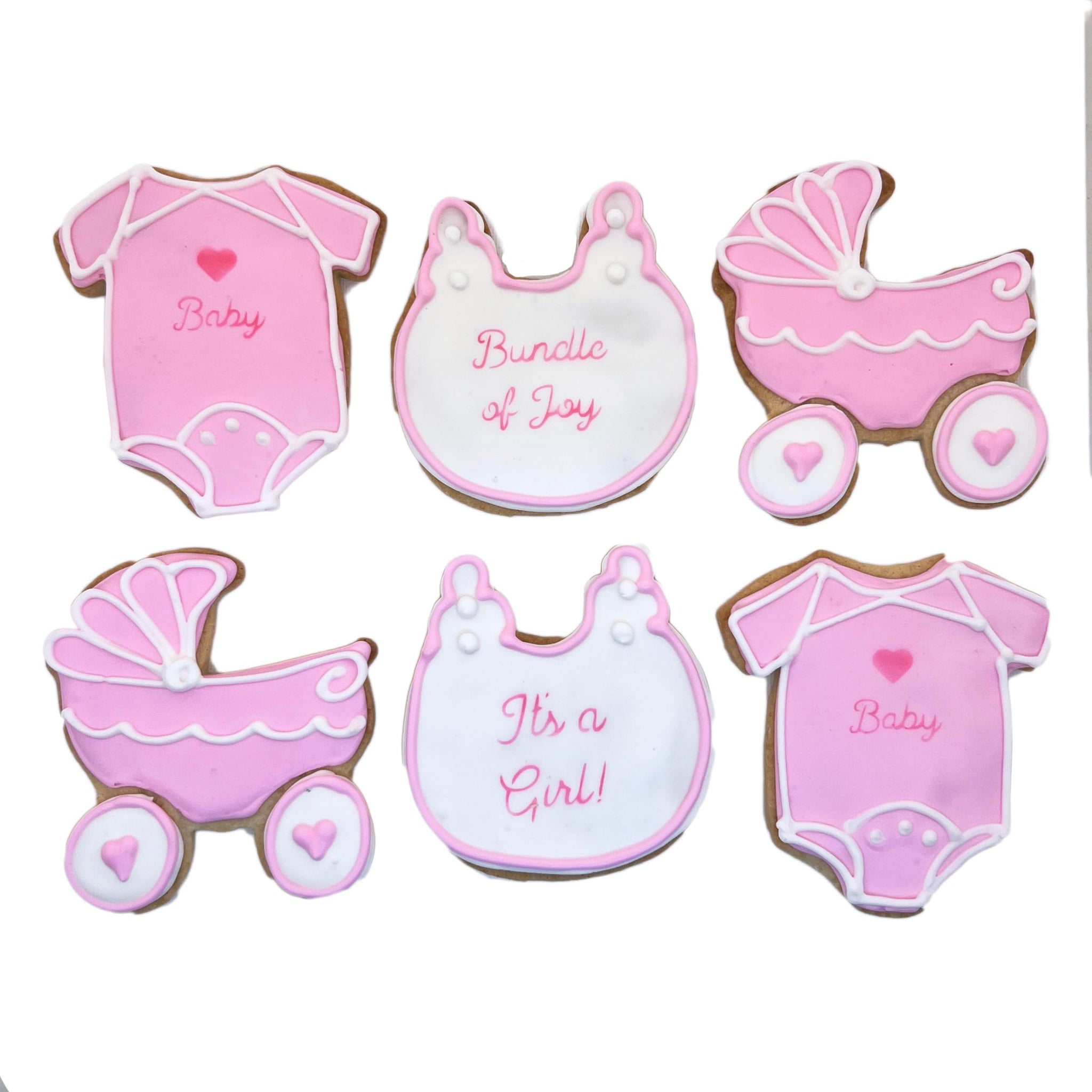 Baby Shower Bundle of Joy Cookies- 6 Decorated Crunchy Shortbread Cookies Individually Wrapped With Bow by BakersDozenToGo
