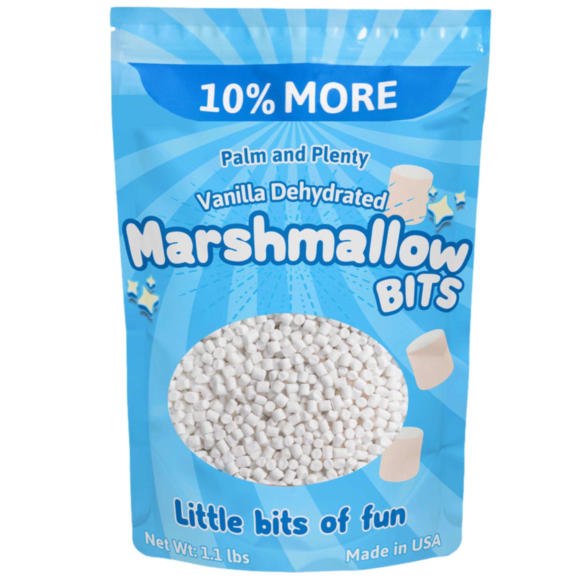Palm and Plenty Dehydrated Marshmallow Bits | For Cereal, Hot Chocolate, Cocoa, Ice Cream and Desserts | Irresistible Sweet Treats for Snacking