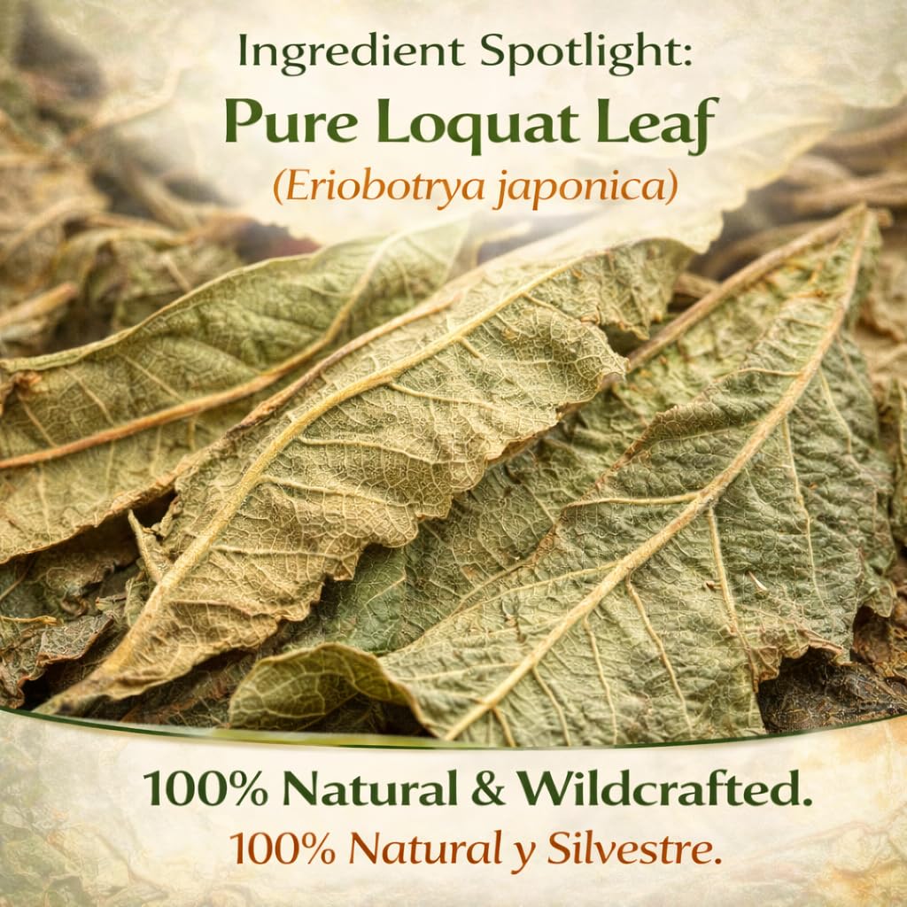 Té de Hojas de Níspero (Loquat Leaf Tea) - 4 oz (113 g) - 100% Natural, Wildcrafted Herbal Loose Leaf Tea - Caffeine-Free, Vegan, Gluten-Free, Non-GMO