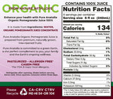 Pure Anatolia Organic Pomegranate Juice 32 fl oz - 100% Pure Juice from Pomegranate Fruit - No Sugar Added, Unsweetened, Non GMO, Vegan, Gluten Free