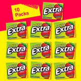 EXTRA SOURS Strawberry Sugar Free Fruit Gum, Sour Candy, 15-Stick Chewing Gum Pack, Purse Essentials, 10 Count