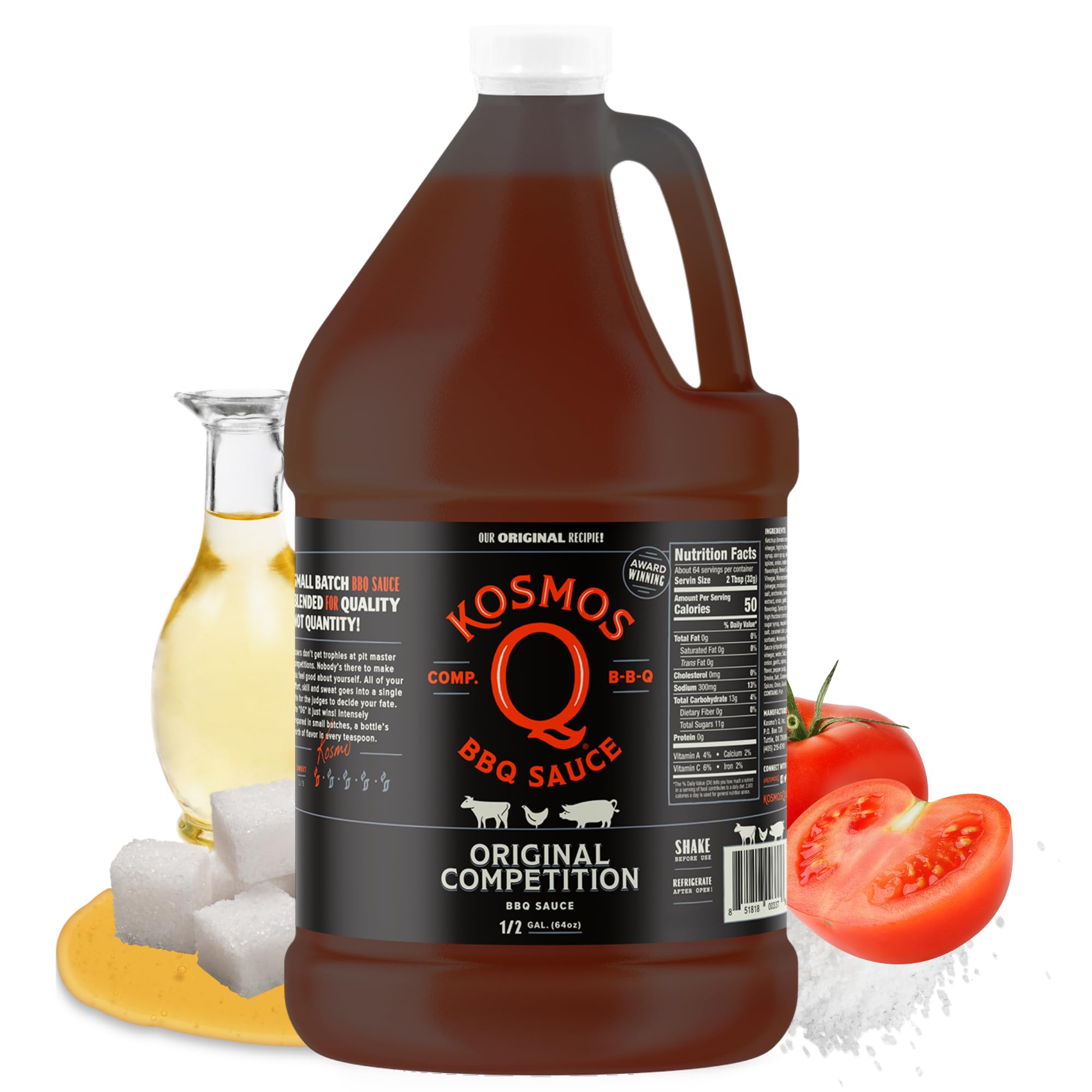 Kosmos Q Original Competition BBQ Sauce, Sweet and Smoky Barbecue Sauce for Ribs, Pulled Pork, Brisket, Chicken & More, Award-Winning Competition