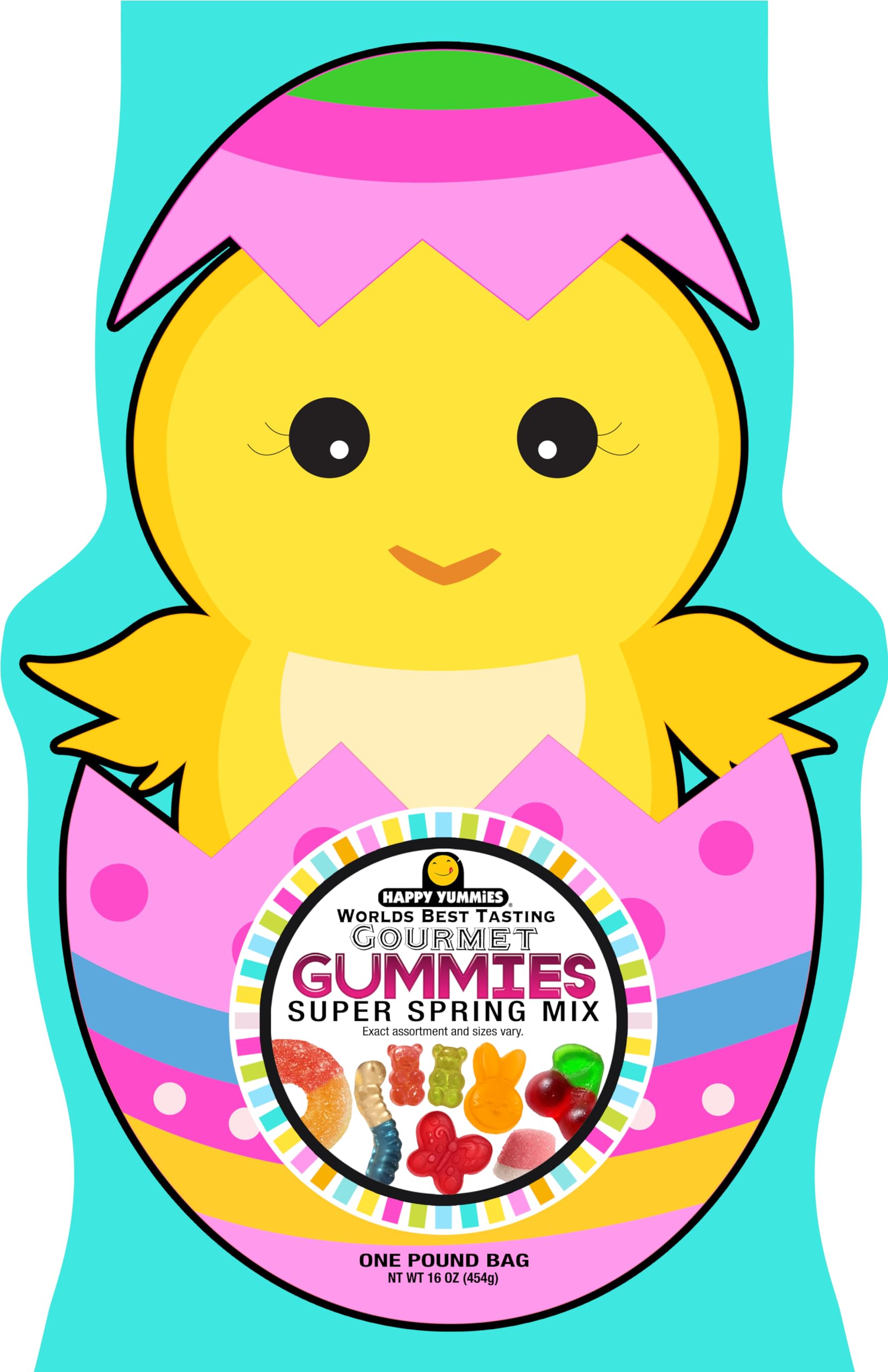 Happy Yummies Gummies, Egg with Chick Shaped Gourmet Gummies - Delicious Assorted Flavors Candy Snacks for Spring Celebrations, Perfect Holiday Treat