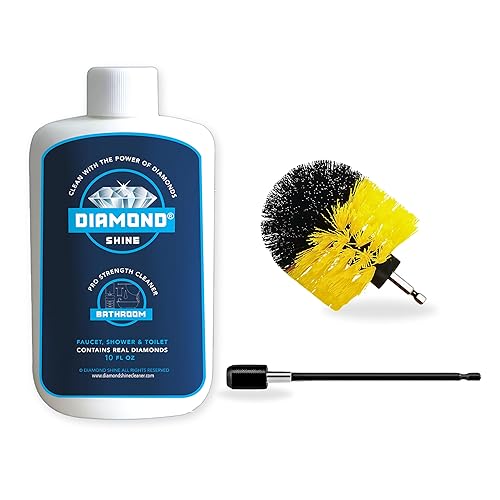 3 Piece - Diamond Shine Bathroom Cleaner & Scrub Brush Combo with Extension Toilets Hard Water Stain Remover Shower Door Cleaner