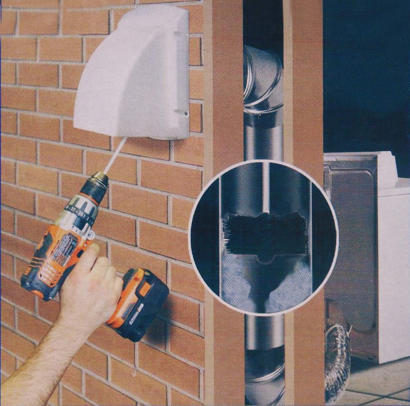 Dryer Duct/Vent Cleaning Kit, Lint Remover, Synthetic Brush Head, Use with or Without a Power Drill (26feet+2 Head)
