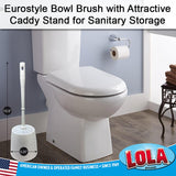 LOLA Toilet Brush and Holder Set, Classic Version, Durable Bristles for Deep Cleaning, w/Compact Space Saving Storage Holder, 1 Pack