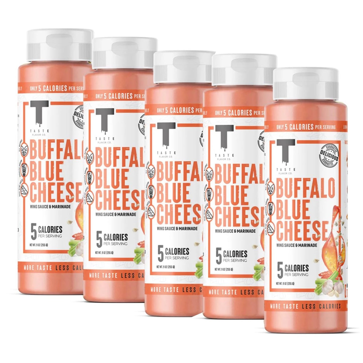 Taste Flavor Co. Grilling, Dipping Sauce and Marinade, Great Tasting, Low-Calorie Sauces, Keto Friendly, No Oils (5 Pack, Buffalo Blue Cheese)