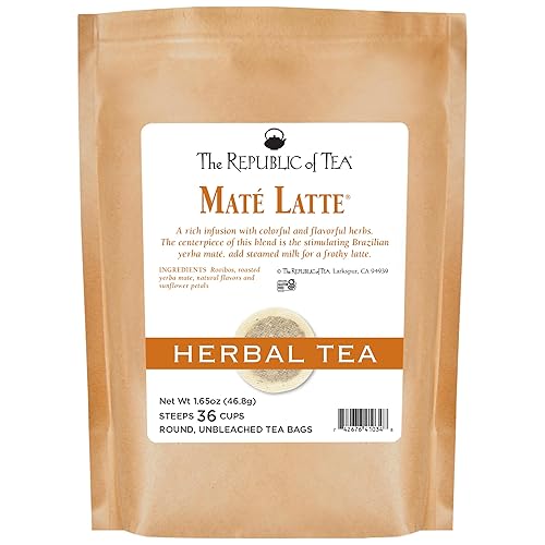 The Republic of Tea - Maté Latte® Herbal Tea, 36 Tea Bags, Roasted Yerba Mate and Rooibos Herbal Tea