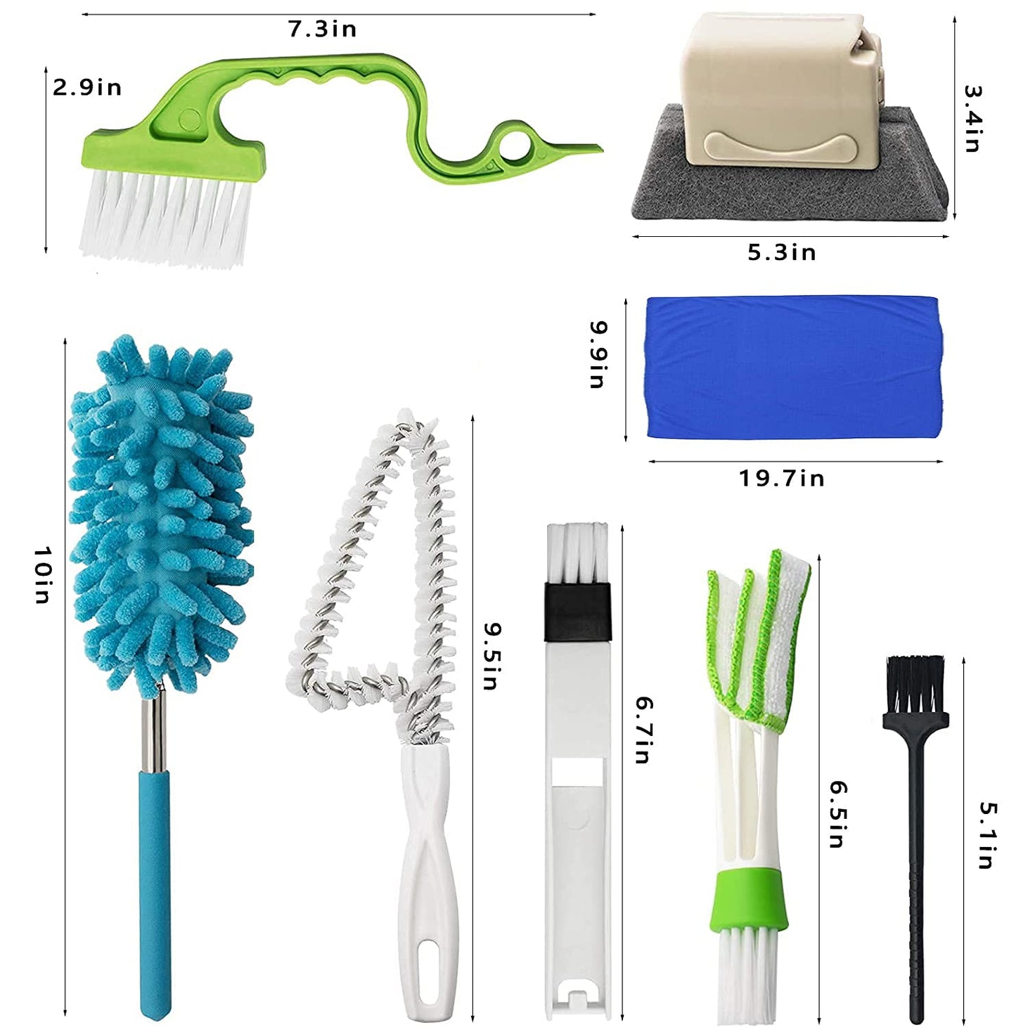 Window Groove Cleaning Brush Set Magic Gap Cleaner Tool Hand-held 12Pcs Professional Blinds Slot Duster Kit Sliding Door Corner/Shutter/Curtain/Car