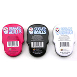 Sugar Skulls Tin Candy (18 Pack Case) Festive Sweet Flavor Skill Shaped Gift Stuffers with 2 Gosutoys Stickers