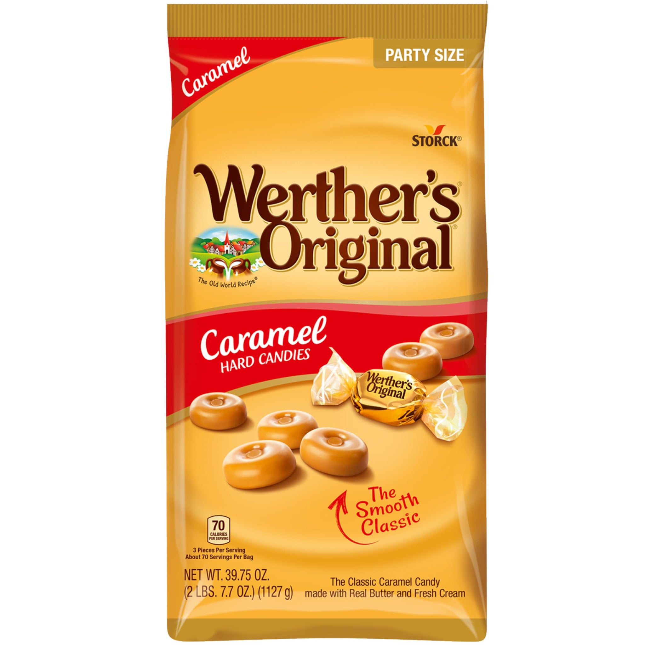 Original Caramel Hard Candy, 2.4LB Bulk Pack of Carmels Candy, Ideal for Sharing, Snacking, Parties and Gifting, Perfect for Stocking Up on Your