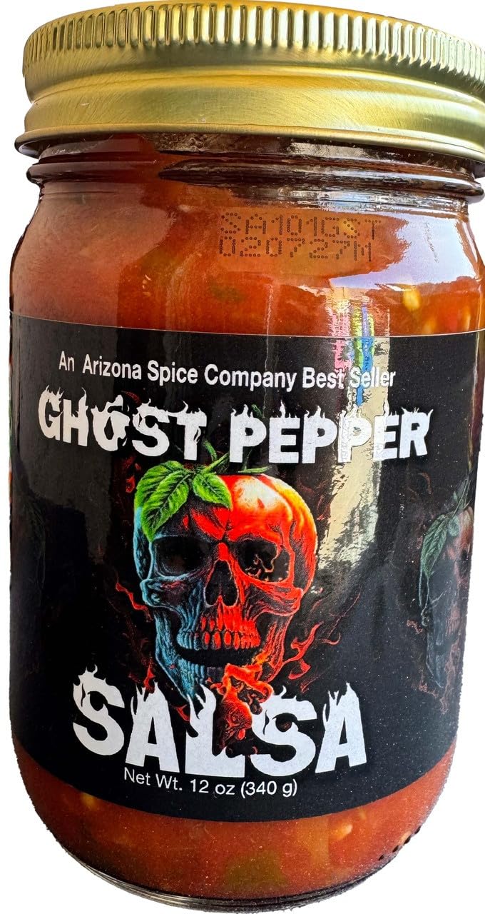 Arizona Spice Company Ghost Pepper Salsa, Hot and Spicy, 12 oz Glass Jar