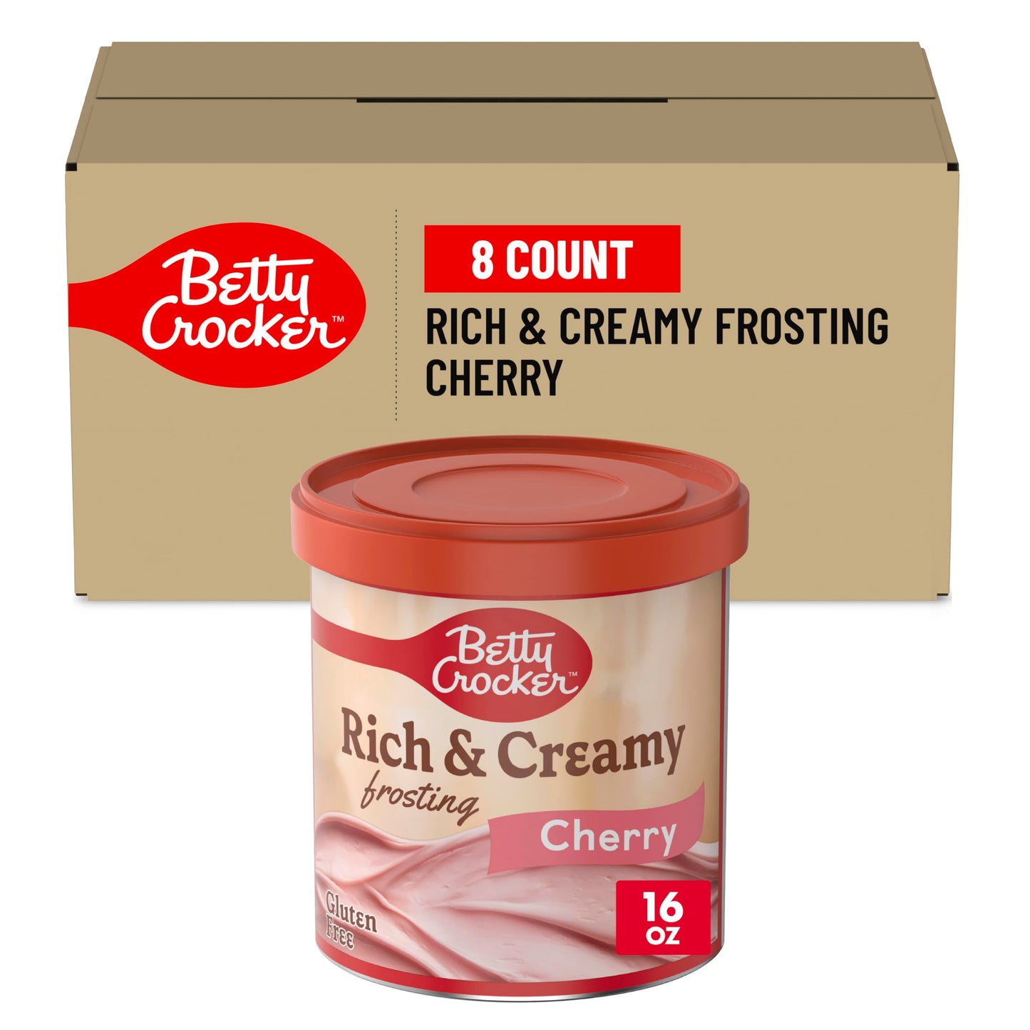 Betty Crocker Rich and Creamy Cherry Frosting, Gluten Free, 16 oz (Pack of 8)