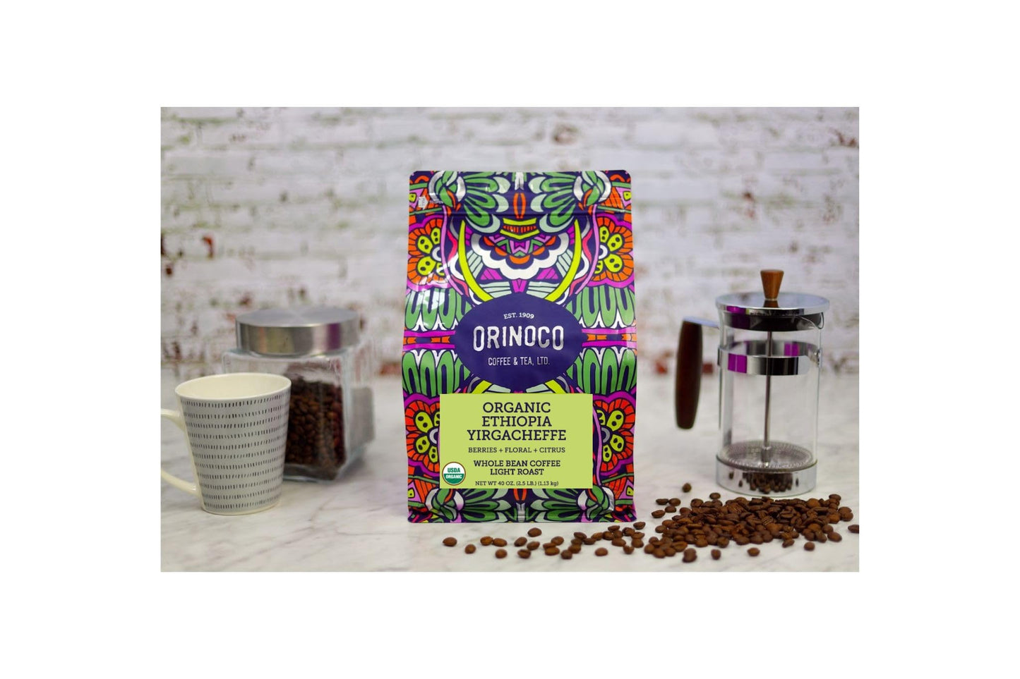 Orinoco Organic Ethiopian Yirgacheffe 2.5lb bag, Light Roast, Whole Bean Coffee, 100% Arabica beans…