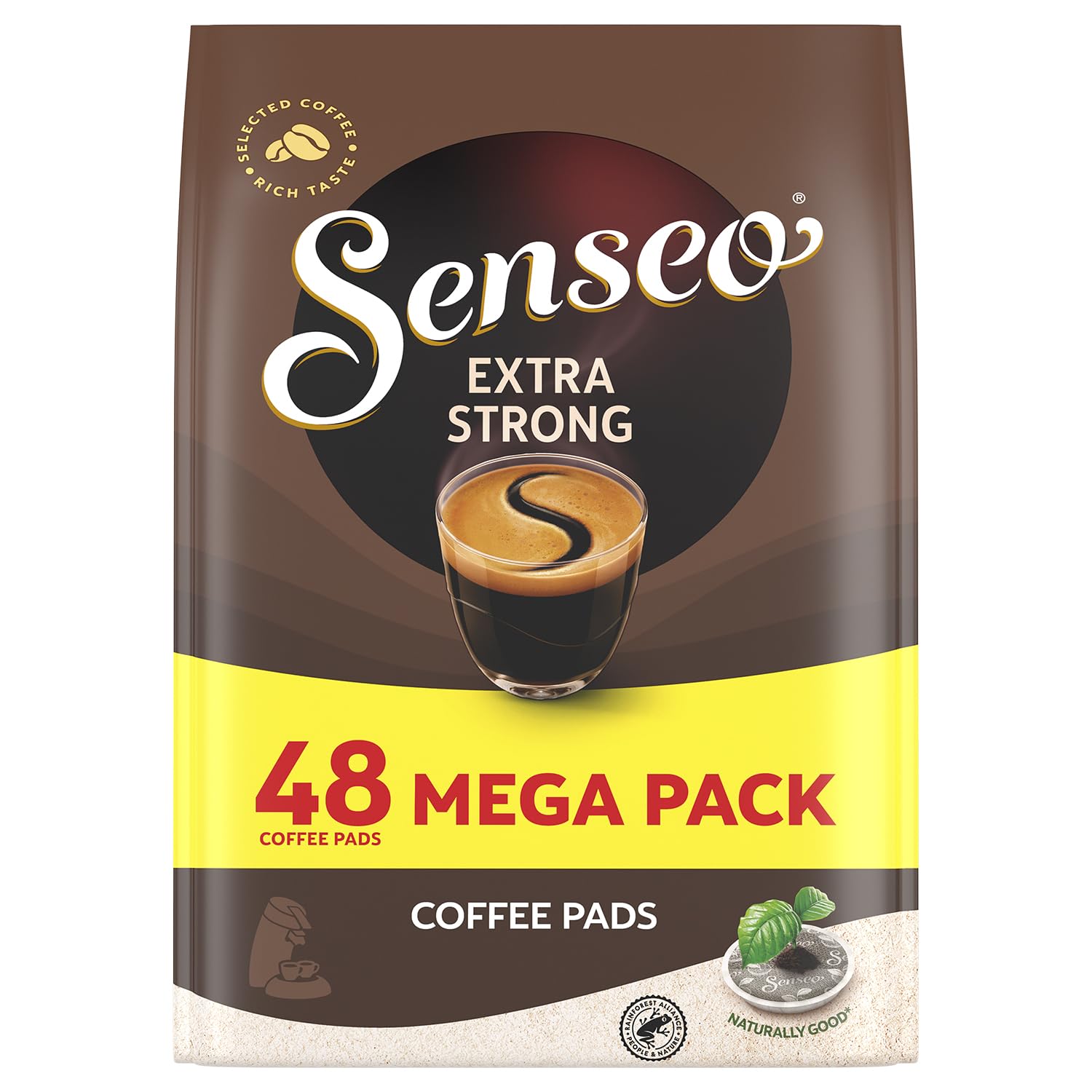 Senseo Extra Strong - (Pack) - Dark Roast with Intense & Bold Flav Coffee Pods - 48 Count - Single-Serve Coffee Pads with Rich Crema - Compatible