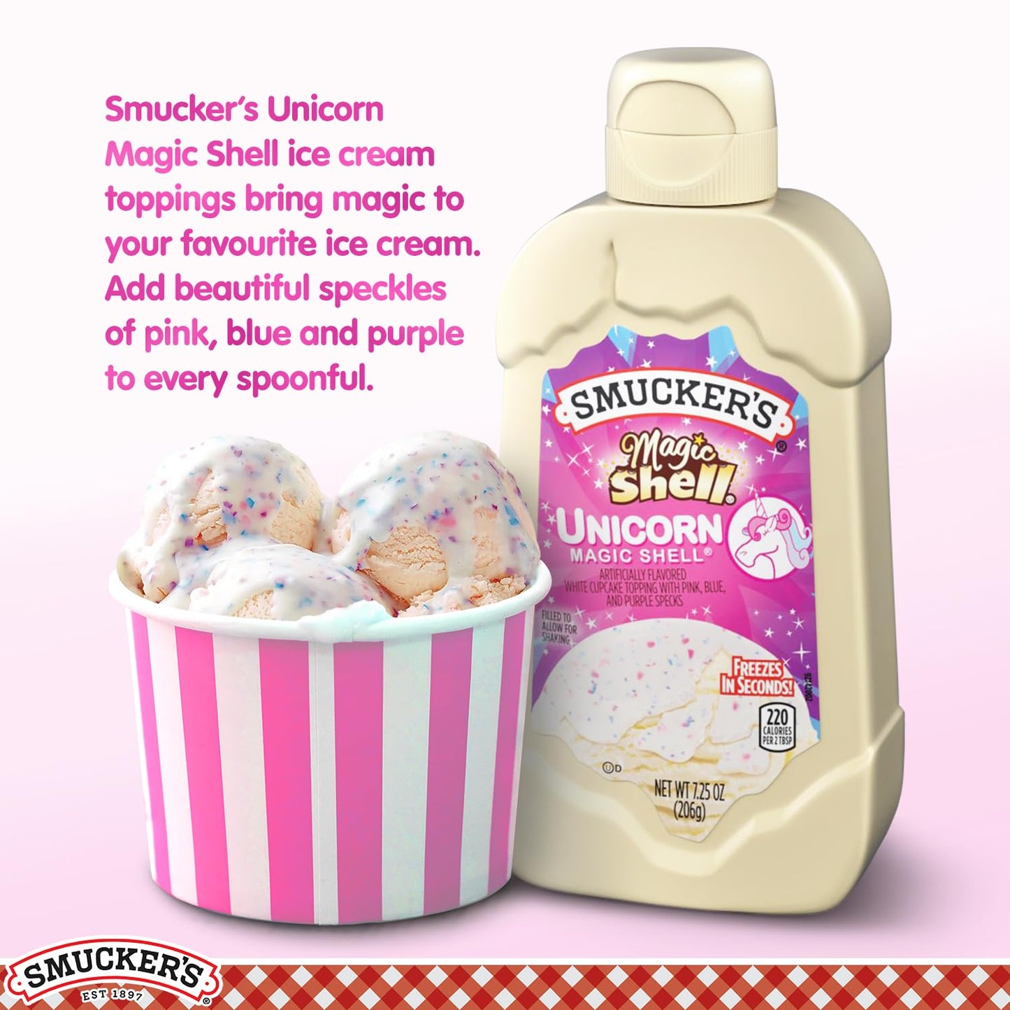Smuckers Unicorn Magic Shell Smucker`s Topping Freezes In Seconds (1) 7.25 oz Bottle