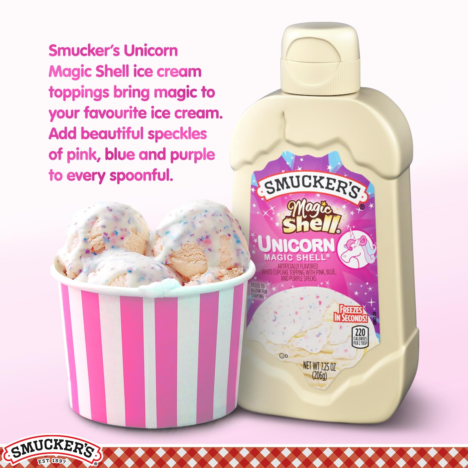Smuckers Unicorn Magic Shell Smucker`s Topping Freezes In Seconds (1) 7.25 oz Bottle