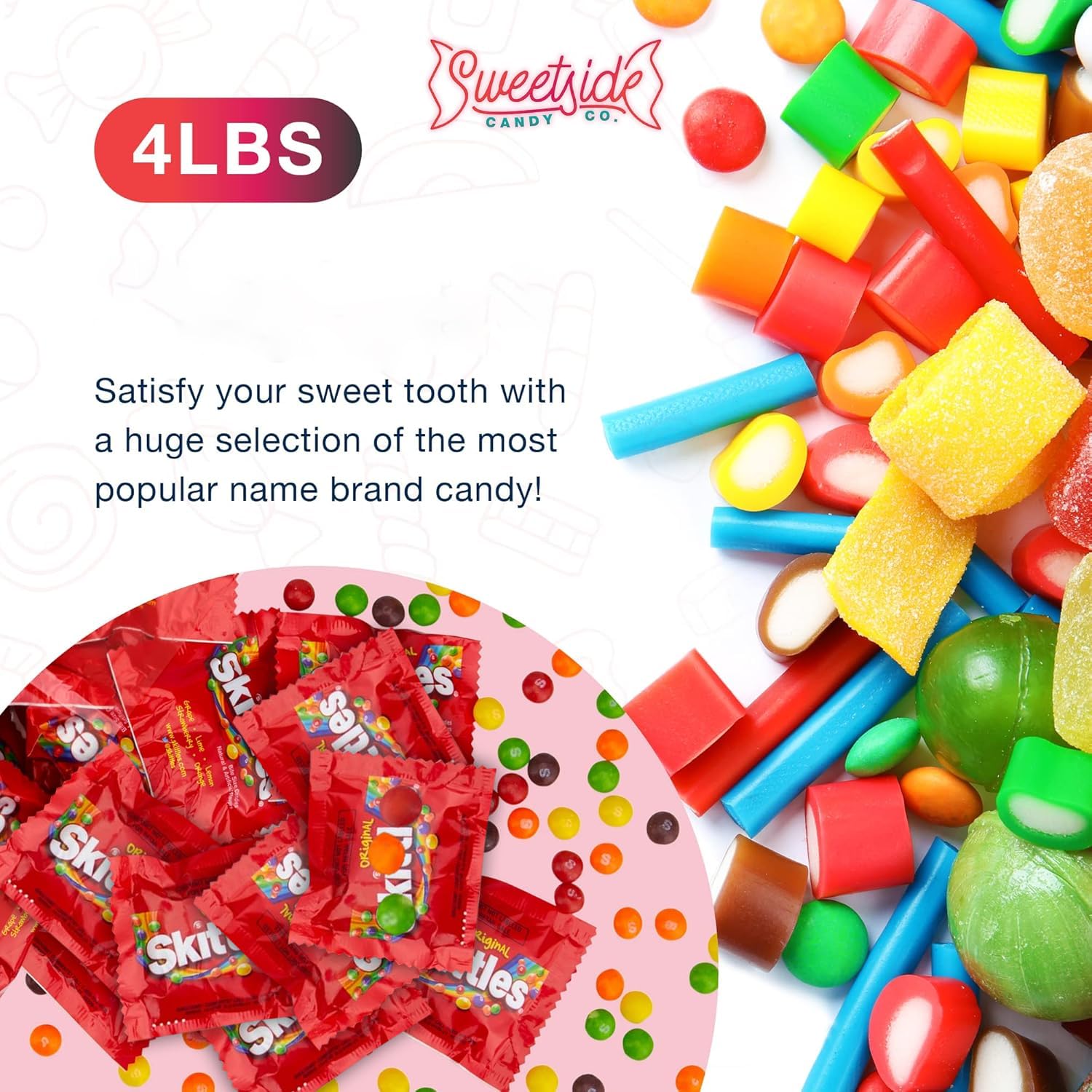 Skittles Candy Bulk - 4 lb Skittles Bulk Candy Pack - Big Bag of Original Rainbow Fun Size Skittles Individual Packs - Movie Candy, Fruity Candy