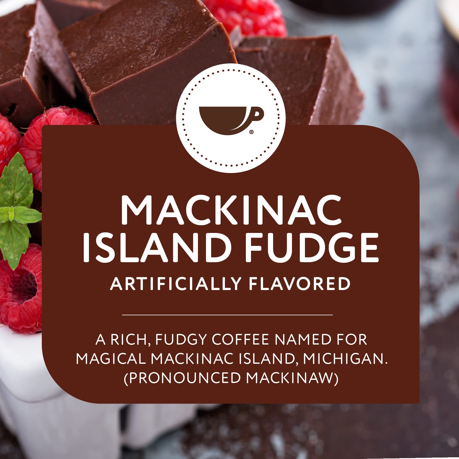 Mackinac Island Fudge Flavored Coffee, 12oz Ground - Medium Roast 100% Arabica