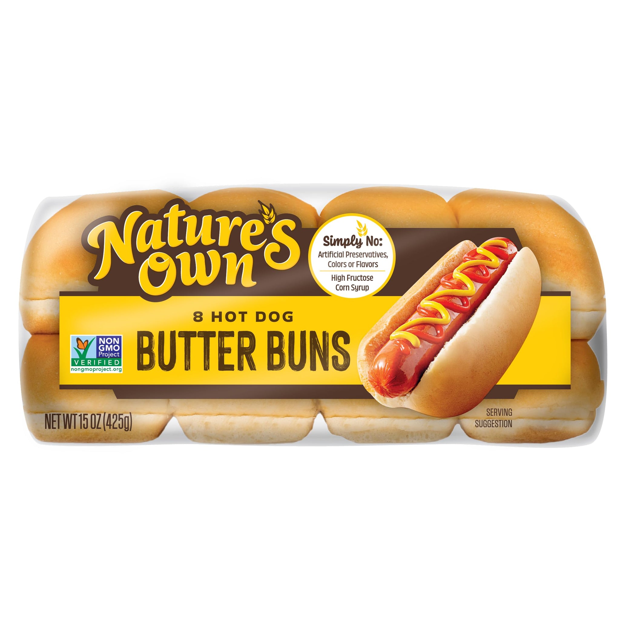 Nature's Own Butter Buns Hot Dog Buns, Non-GMO Hot Dog Buns, 8 Count
