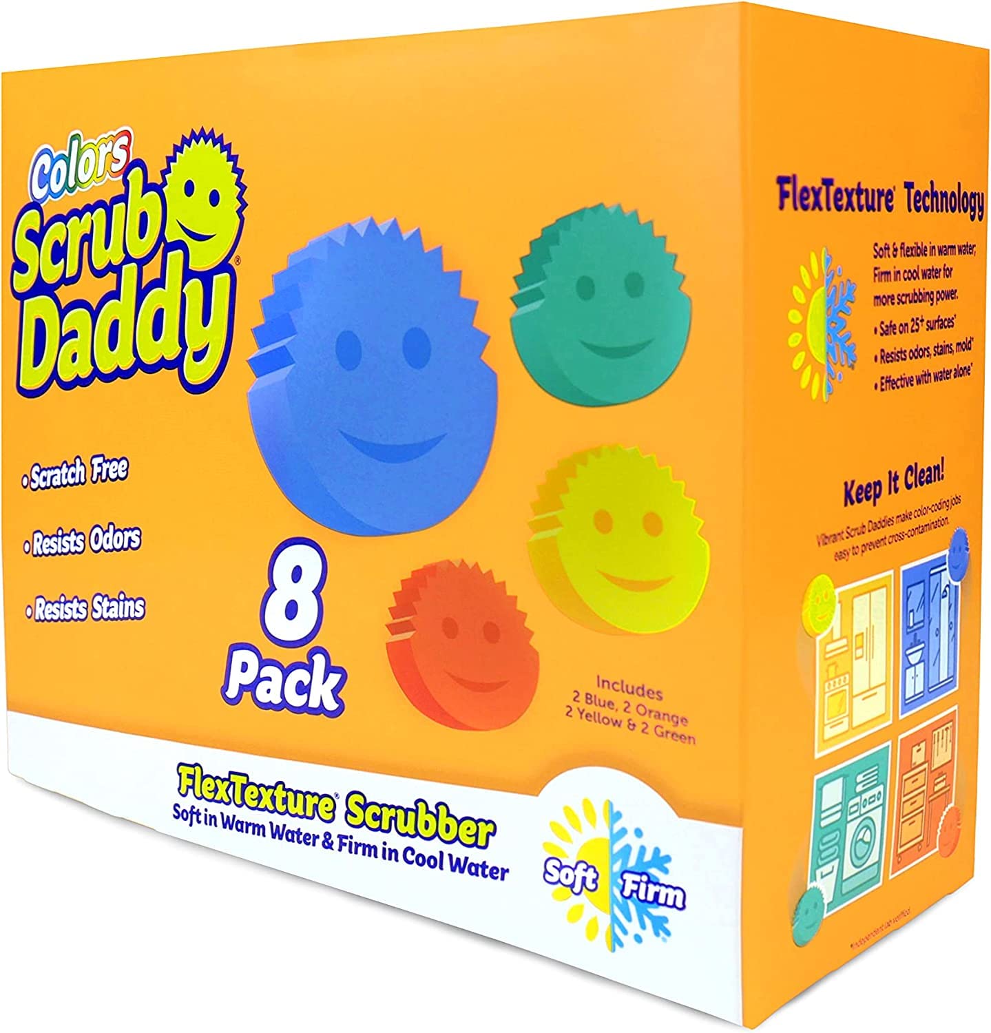 Scrub Daddy Sponges Set - Variety Colors - Scratch-Free Multipurpose Dish Sponge - BPA Free & Made with Polymer Foam - Stain & Odor Resistant Kitchen