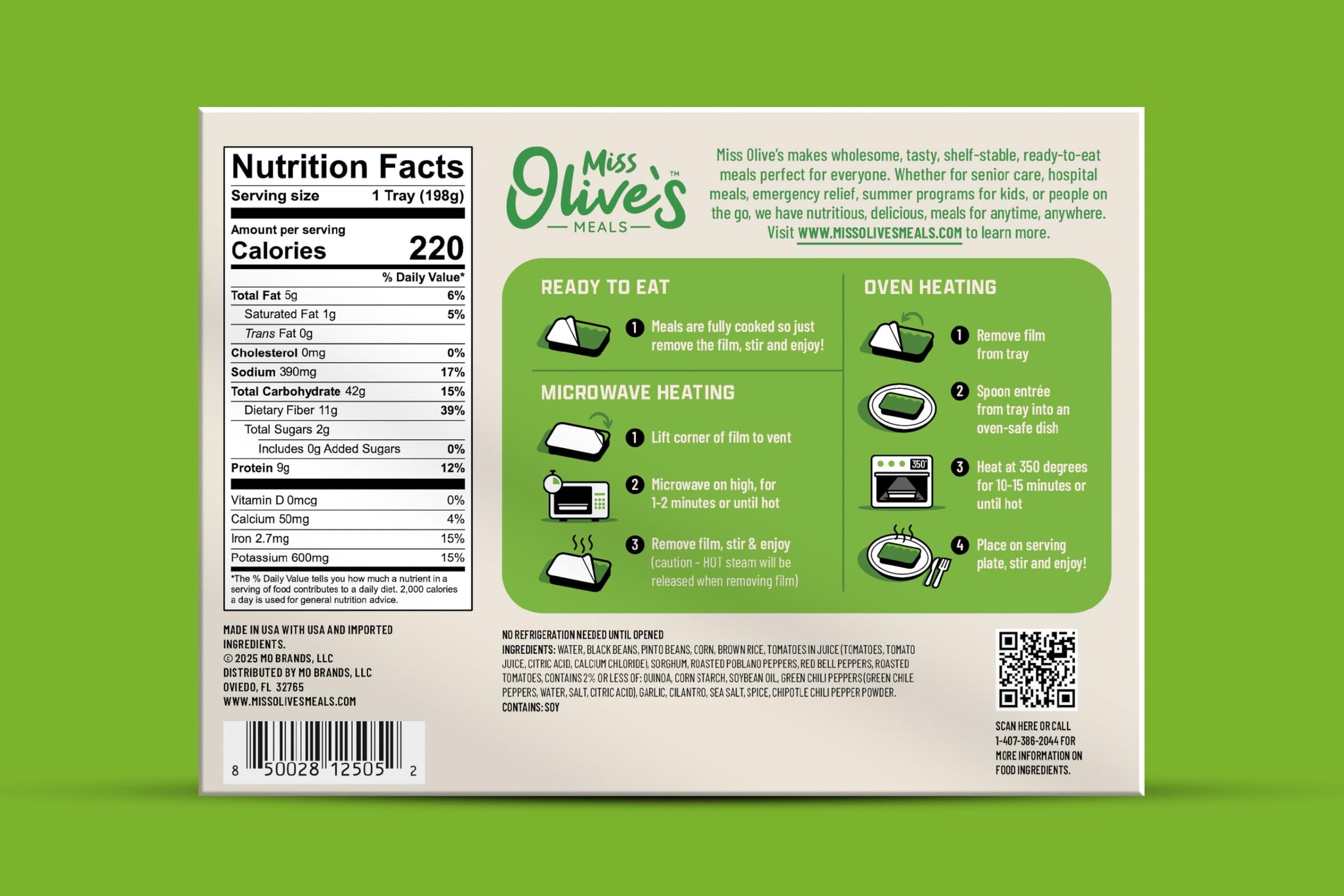 Miss Olive’s Vegetarian Pack - Shelf-Stable Microwavable Ready Meals (6 Pack) - Cheese Ravioli, Southwest Bean & Grain & Pasta Fagioli - Fully Cooked
