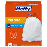 Hefty Strong 13 Gallon Trash Bags, Tall Kitchen Trash Bags, UnscentedLarge Trash Bags with Drawstrings, Durable Closure, Resists Leaks, Punctures
