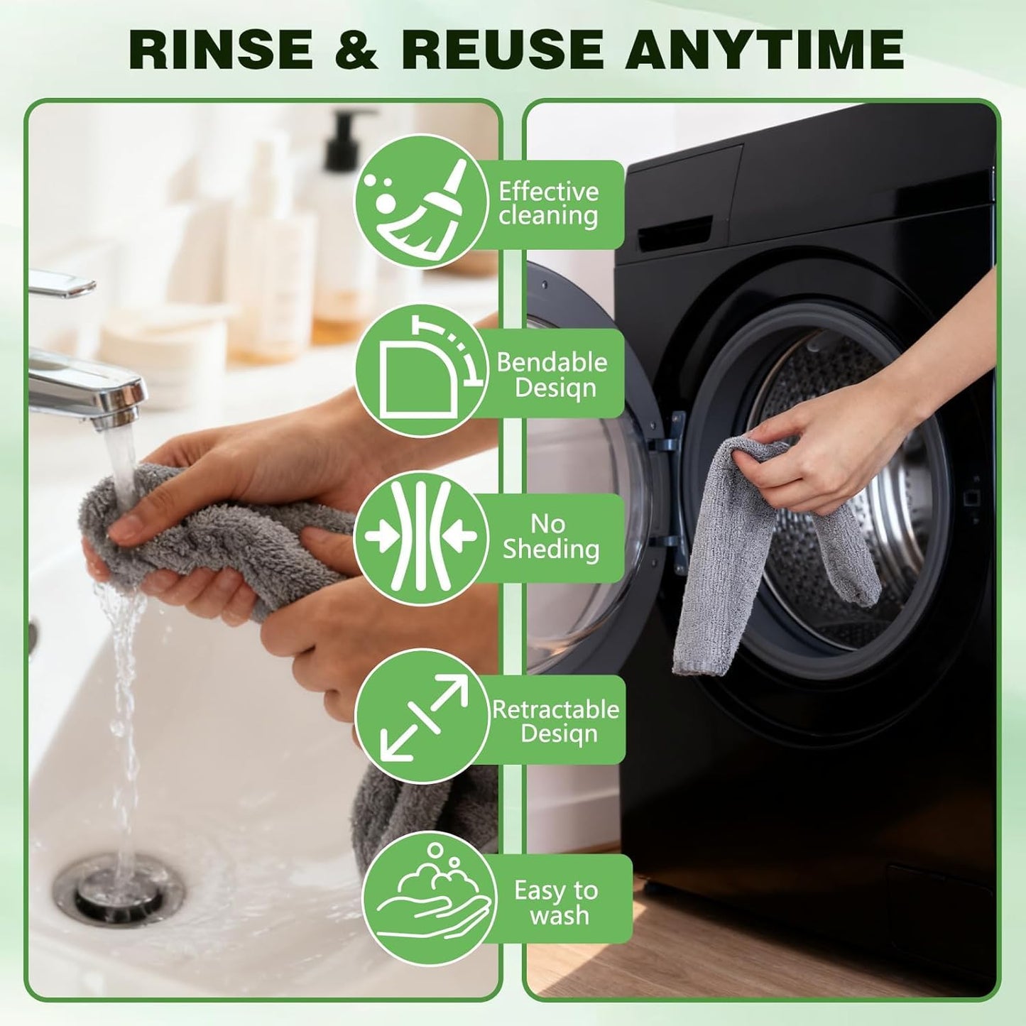 Retractable Gap Dust Cleaner Cleaning Tools with 2 Microfiber Dusting Cloths, Flat Duster Withextension Pole, Used for Cleaning Sofas, Sofa Beds
