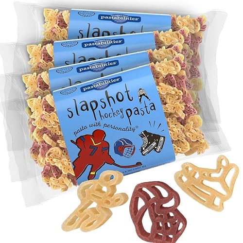 Pastabilities Fun Shaped Pasta for Kids - Slapshot Hockey Pasta - Hockey Stick Sport Theme, Non-GMO Natural Wheat Pasta, All-Natural, Kosher