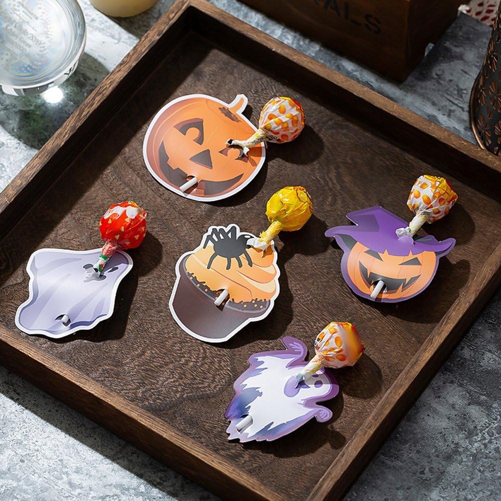 pp supm Halloween Lollipop Jam Chocolate Candy Holder Paper Cards DIY Pumpkin Ghost Sugar Card Wrapping for Halloween Party Accessories